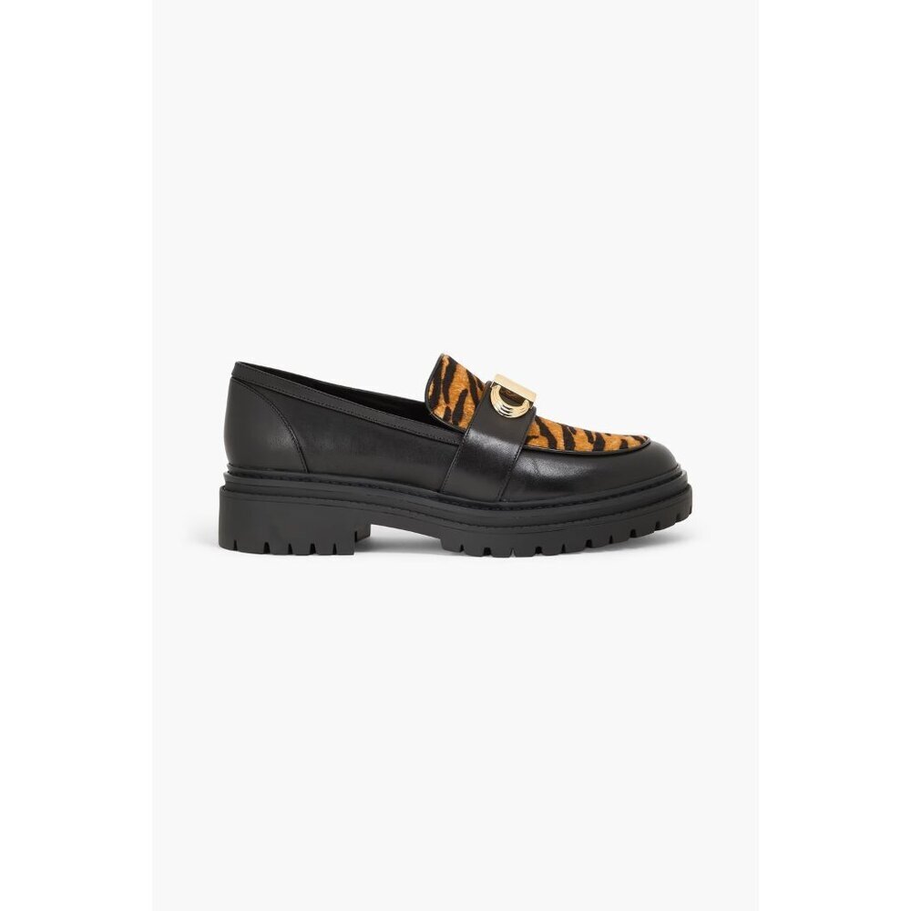 Michael Kors Women's Parker Loafer Marigold Tiger Print Leather Chunky Size 7.5